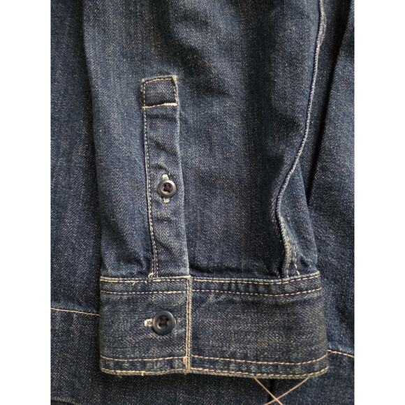 Madewell Lightweight Denim Jacket Teddy Faux Fur Collar Large Casual Streetwear - Picture 8 of 9